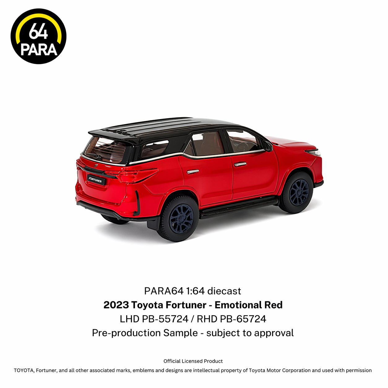 Toyota Fortuner - 2023, 1:64 Scale (Emotional Red)