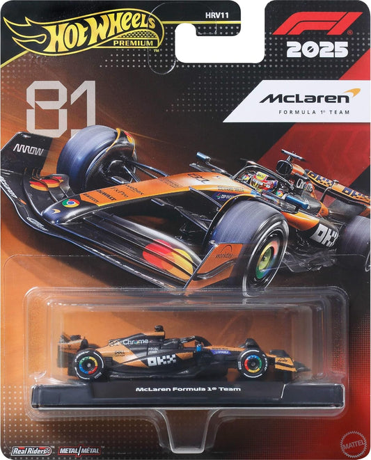 Hot Wheels Scale 1:64 Premium Formula F1 2025 Diecast Model Cars - Mclaren Formula 1 Team (#81)