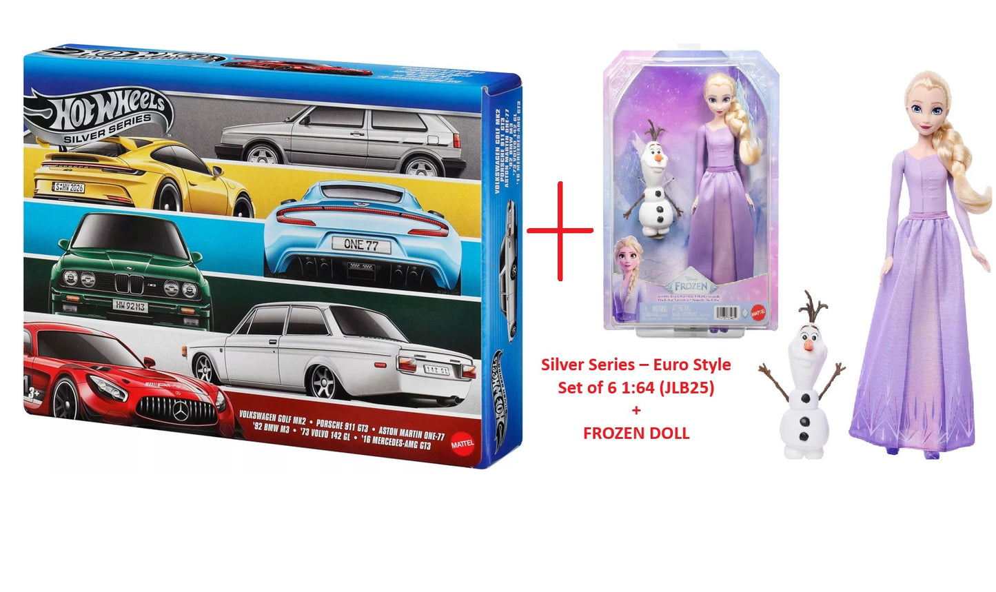 Silver Series – Euro Style Set of 6 1:64 (JLB25) + Frozen Doll