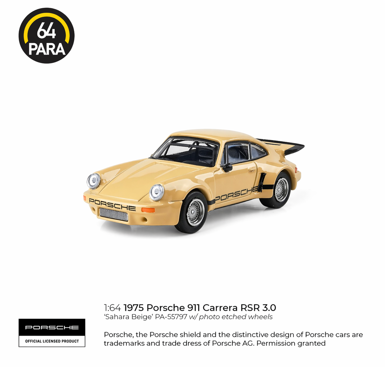 Porsche 911 Carrera RSR 3.0 1975, 1:64 Scale (Beige)